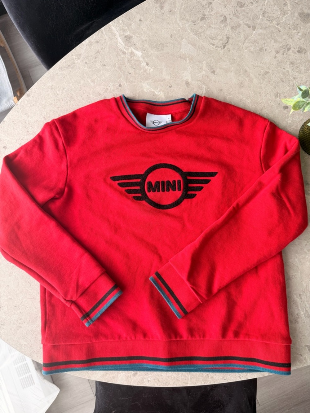 MINI Men's Red Logo Crewneck Sweatshirt with Contrast Trim
